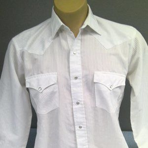 Vintage Chute #1 Western Pearl Snap Shirt Long Sleeve White Striped Men's Medium